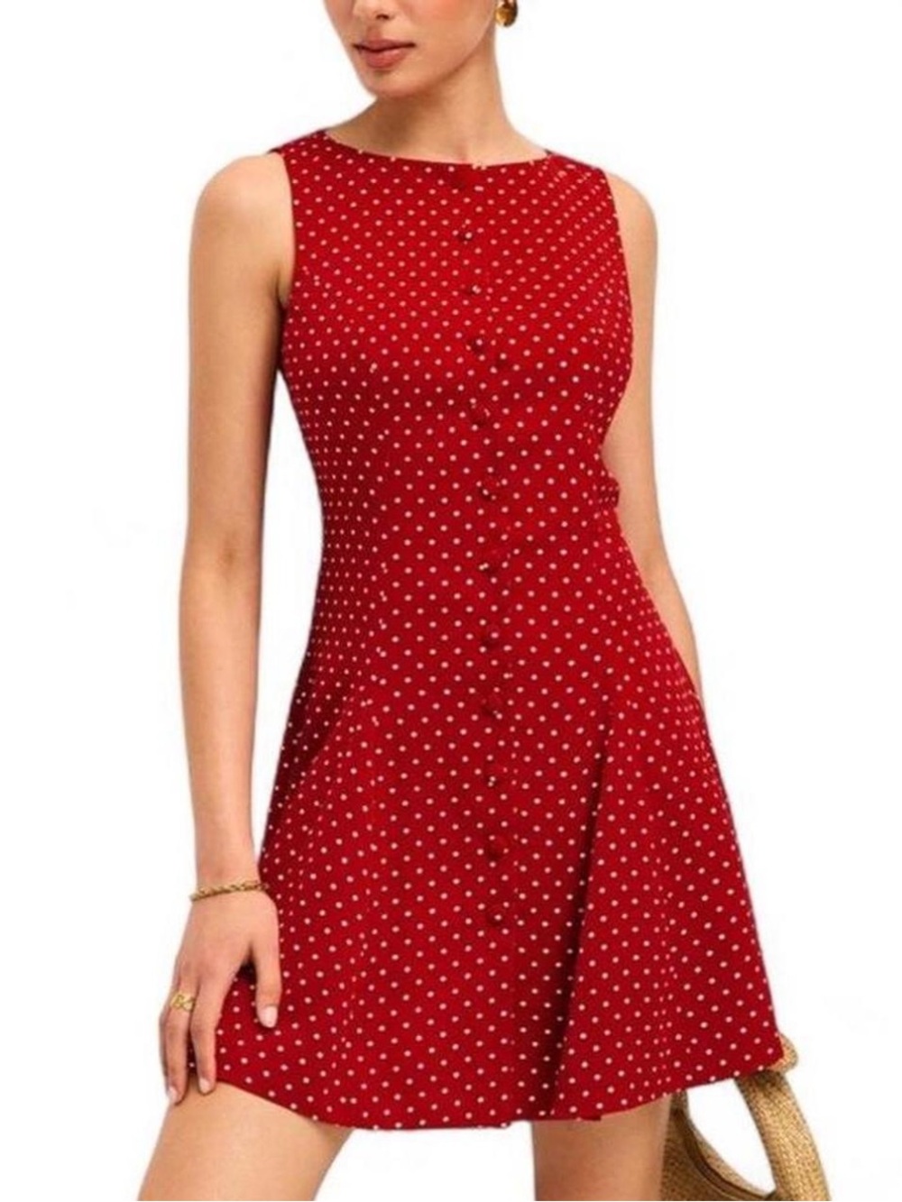 Commense Polka-Dot Sleeveless Tie-Back Dress - Size XS - Picture 3 of 15
